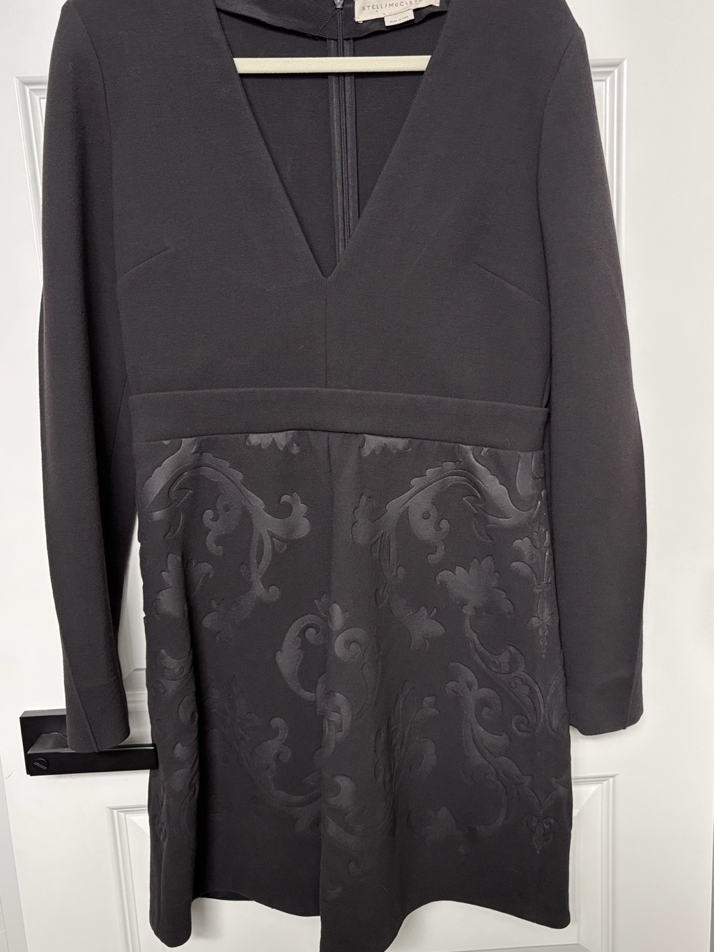 Stella Mccartney Anthrocite Black V-Neck Long Sleeve Dress